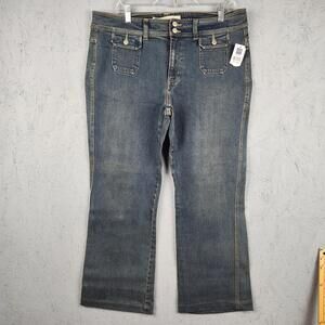 Vintage Gap Jeans Womens 16 Blue Stretch Zip Fly Straight Leg Patch Pockets Y2K